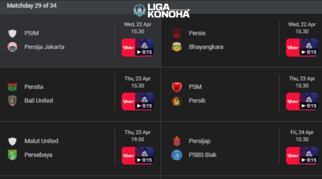 Jadwal Pekan ke-29 BRI Super League
